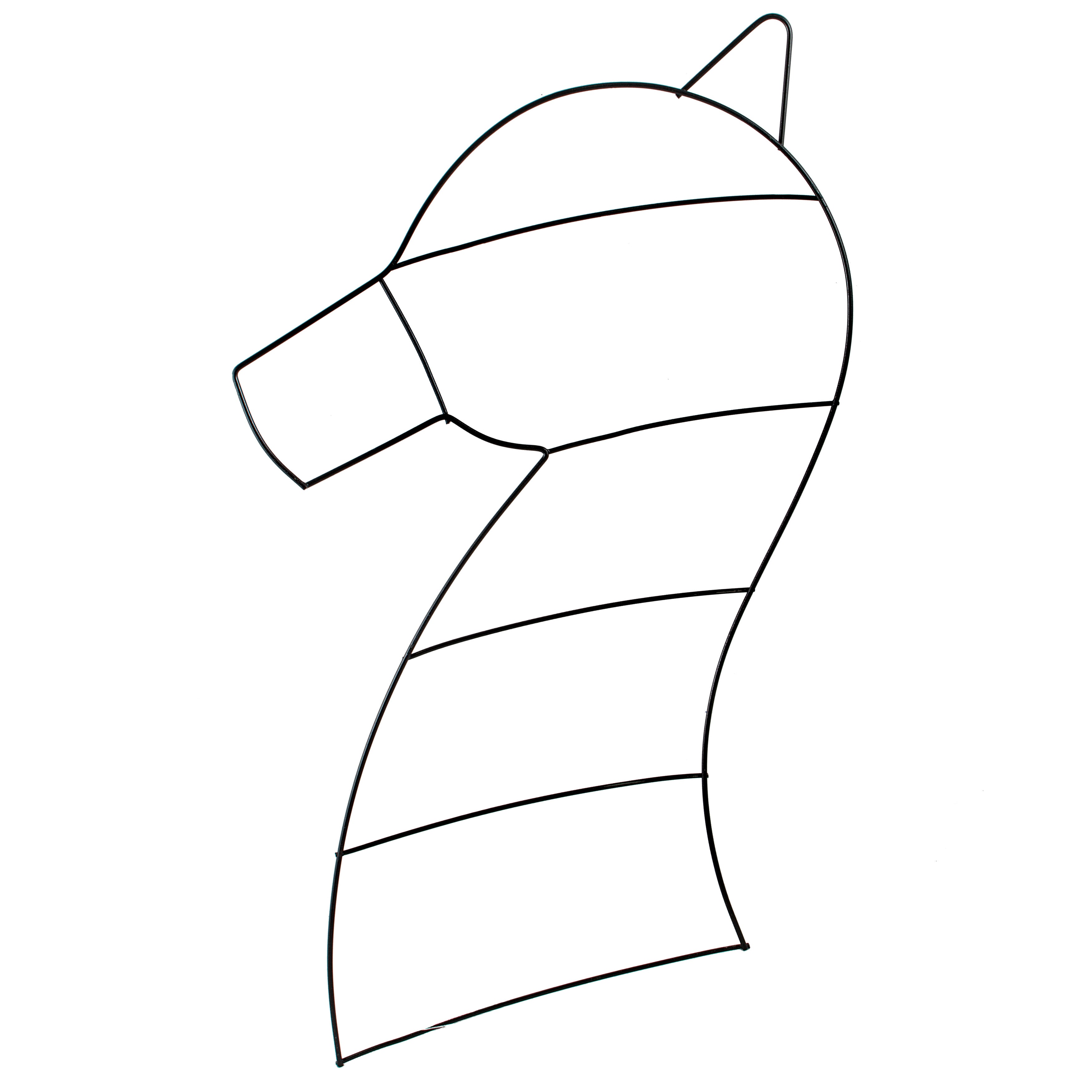 23" Horse Head Flat Metal Wire Form: Black