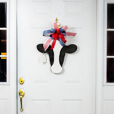 18" Shiplap Cow Head with Tag Hanger