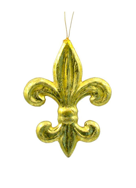 6" Gold Leaf Fleur De Lis Ornament