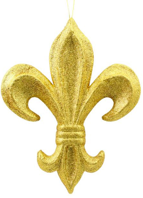 10" Gold Glitter Fleur de Lis Ornament