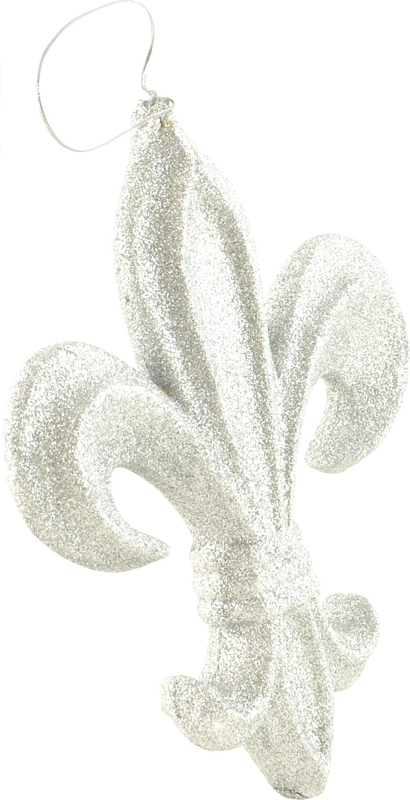 10" Fleur de Lis Ornament: Silver Glitter