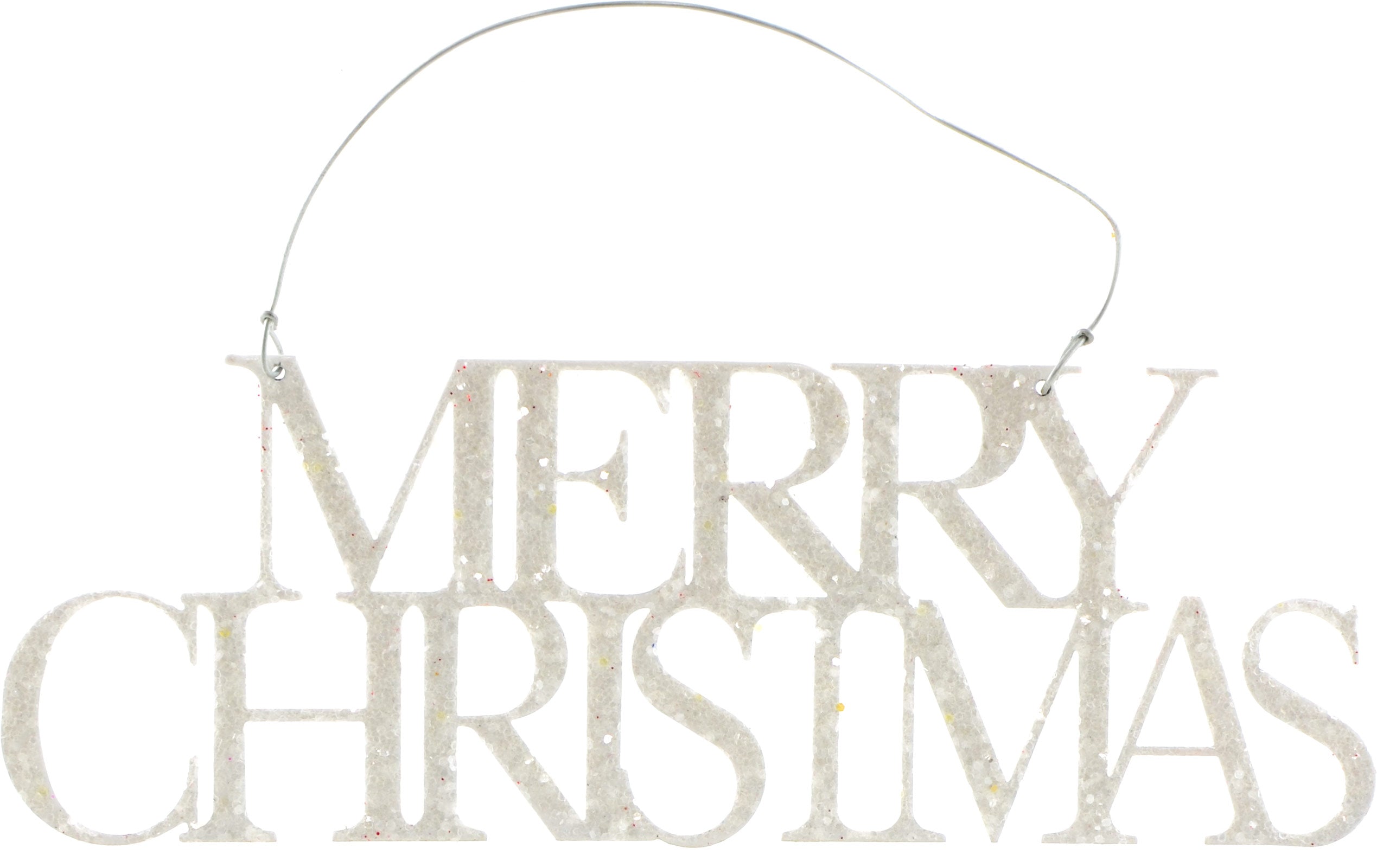 Glittered Words Ornament: White Merry Christmas