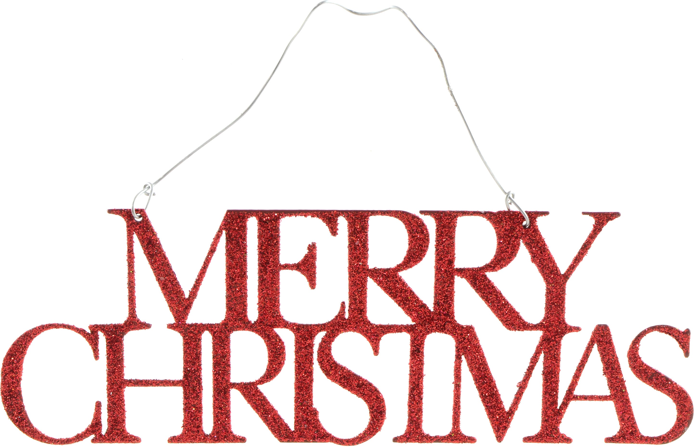 Glittered Words Ornament: Red Merry Christmas