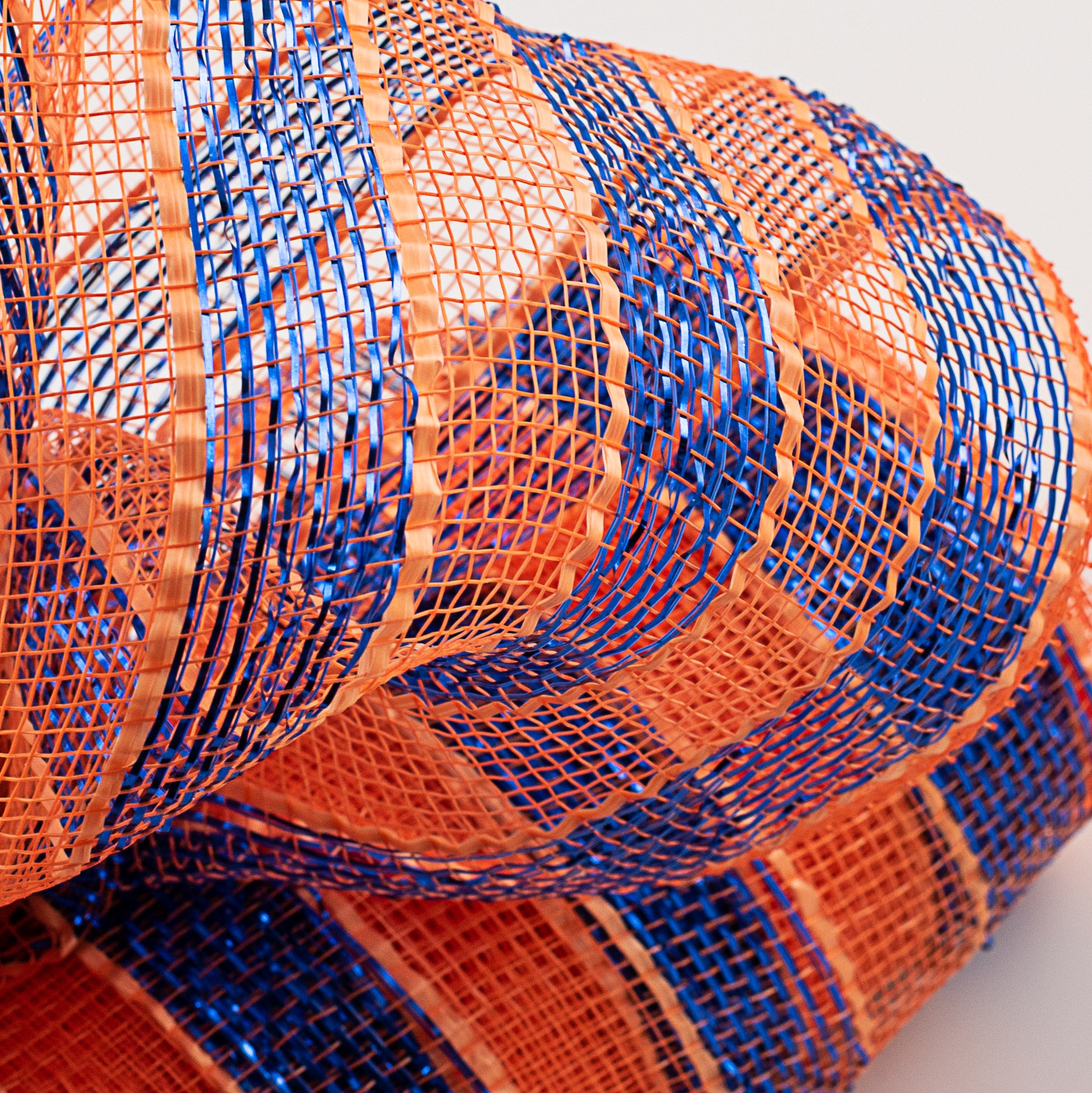 10" Poly Deco Mesh: Metallic Orange/Blue Stripe