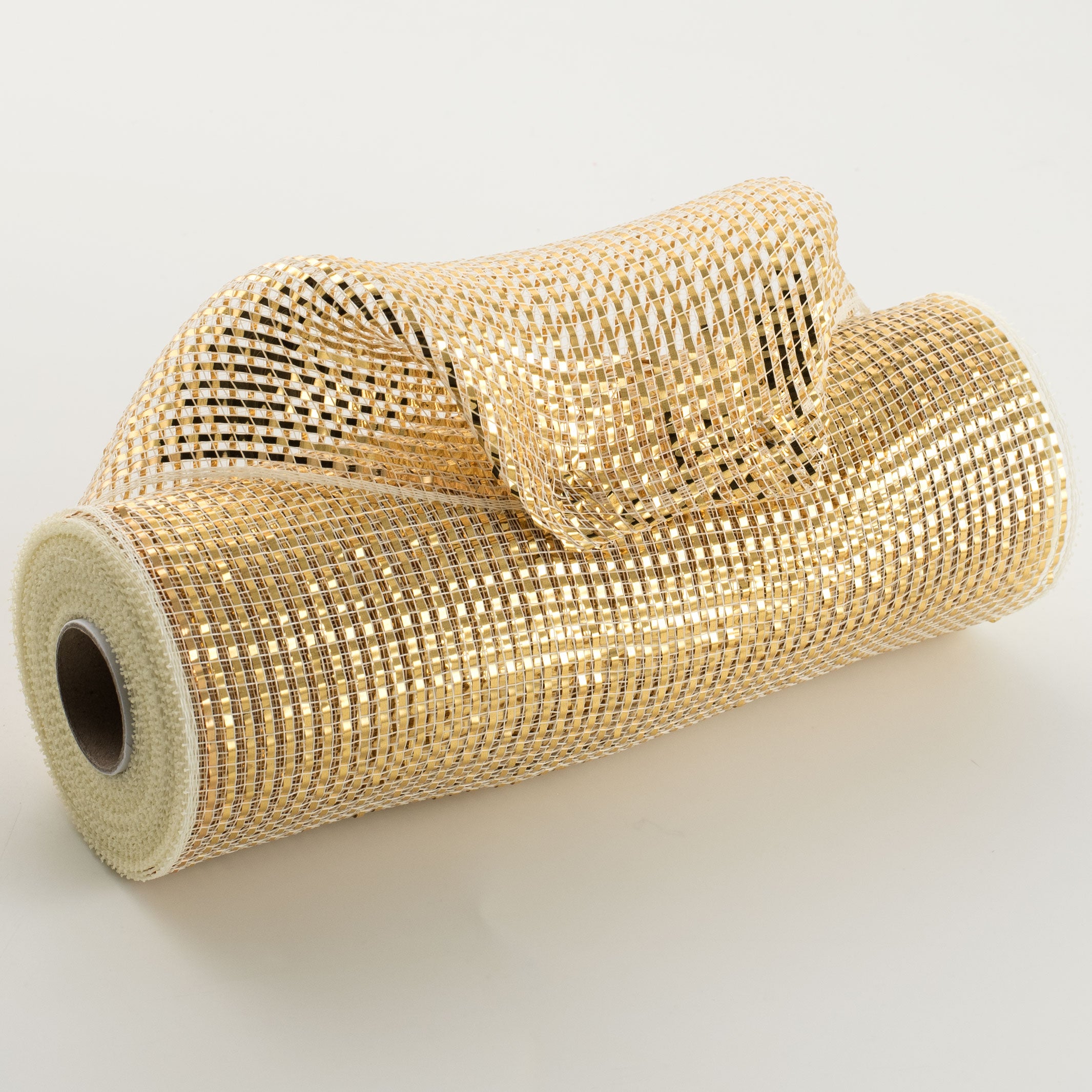 10" Poly Mesh Rolls: Deluxe Wide Cream With Gold Foil
