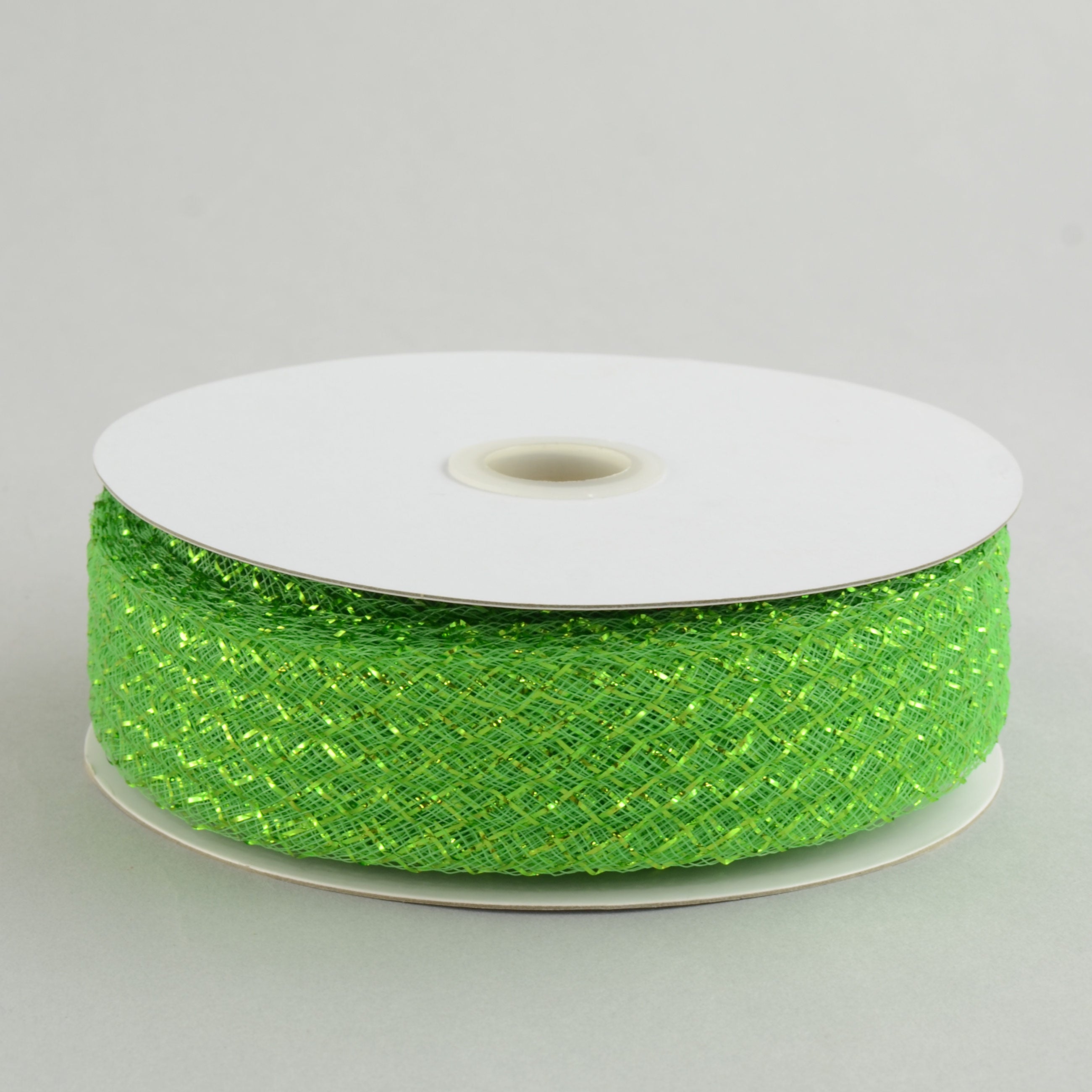 1.5" Deco Flex Mesh Ribbon: Metallic Lime Green (30 Yards)