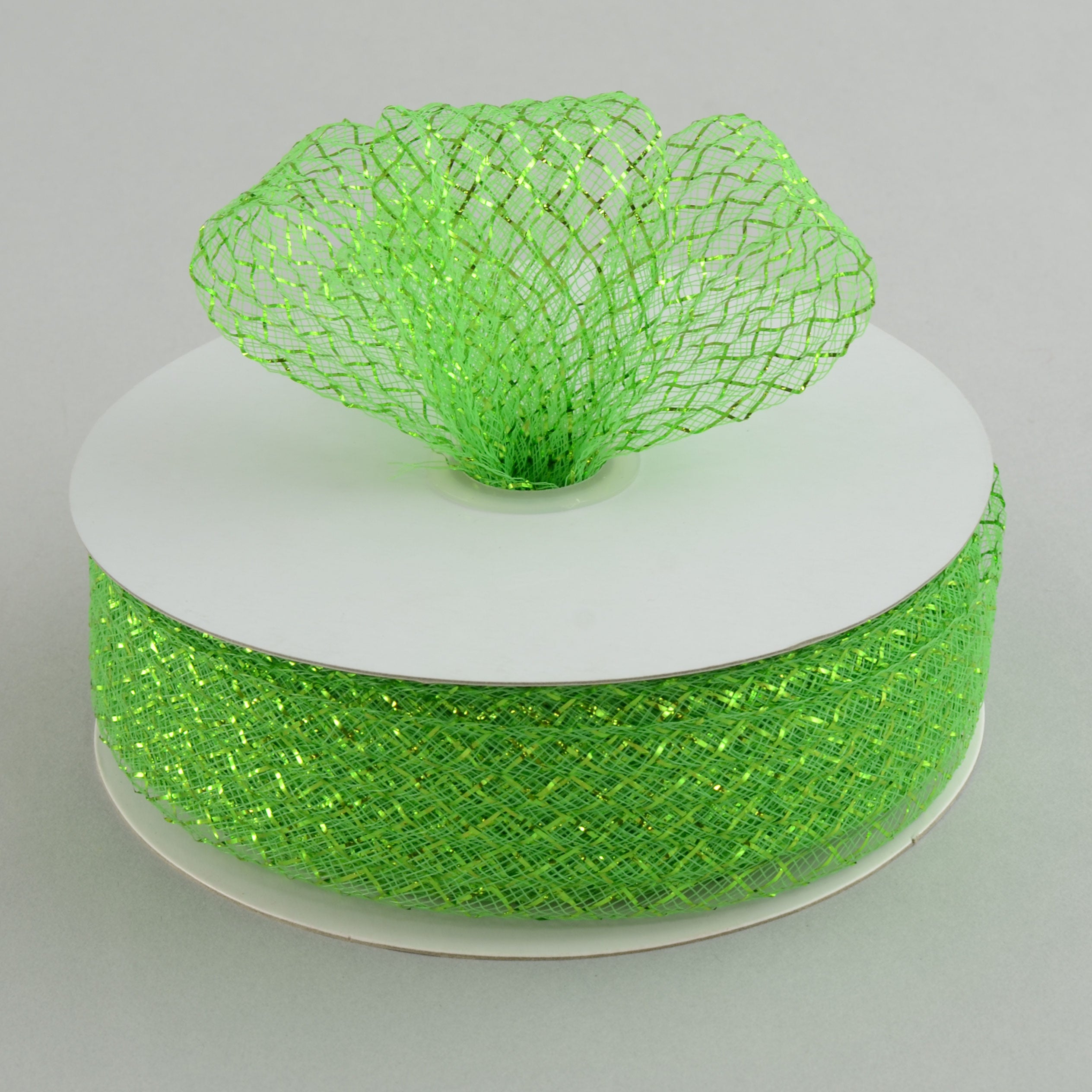 1.5" Deco Flex Mesh Ribbon: Metallic Lime Green (30 Yards)