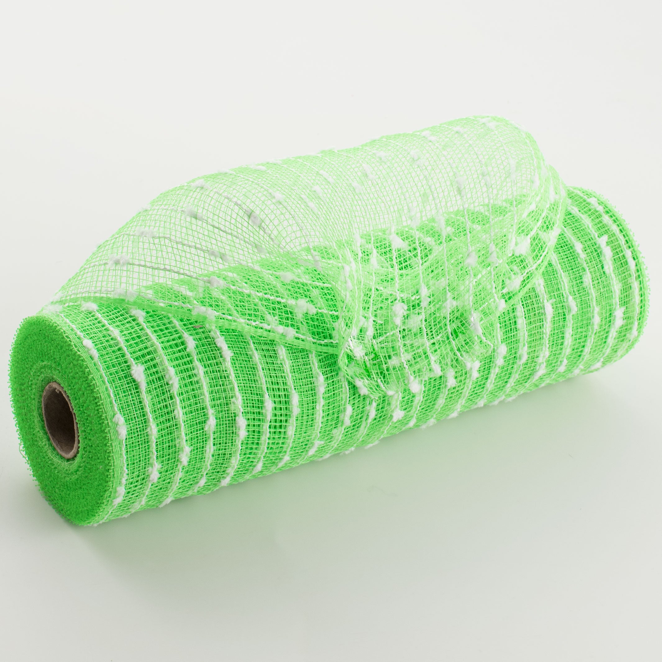 10" Snowball Deco Mesh: Lime Green & White (10 Yards)