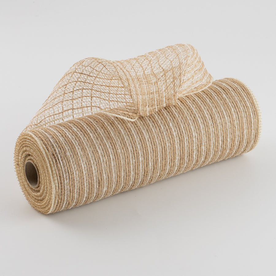 10" Burlap Deco Mesh: Ivory Cotton & Burlap (10 Yards)