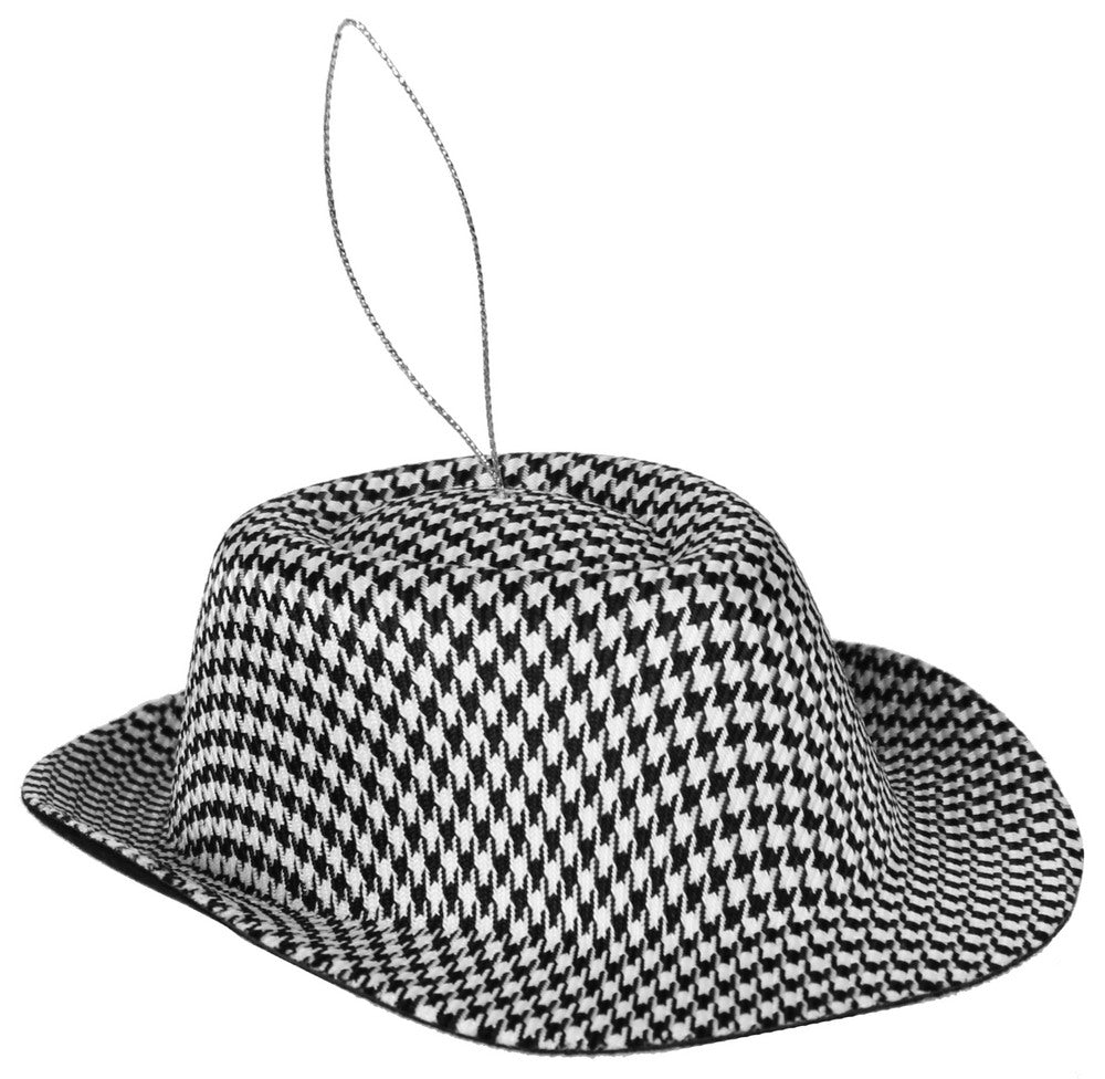 Black & White Houndstooth Hat Ornament (4.75")